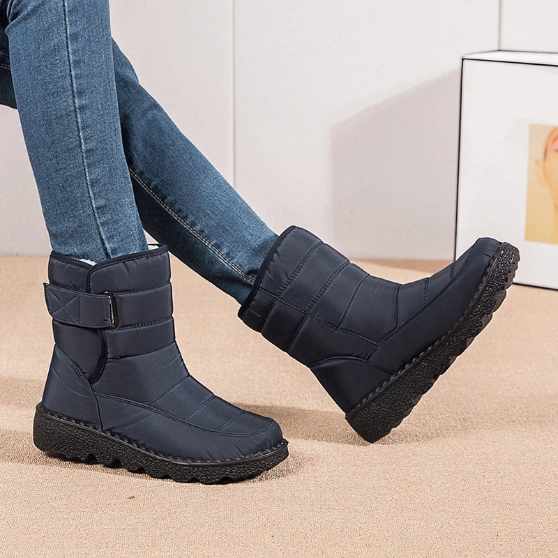 Non Slip Waterproof Snow Boots Women's Thick Plush Winter Ankle Boots Cotton Padded Shoes - The Clothing Company Sydney