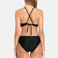 Women High Neck Bikini Set Solid Color Swimsuit Hollow Out Bandage Swimwear Push Up Beachwear - The Clothing Company Sydney
