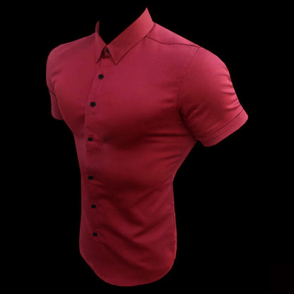 Slim Fit Button Short Sleeve Shirts Men Casual Sportswear Dress Shirt Male Hipster Shirts Tops Fitness Clothing The Clothing Company Sydney