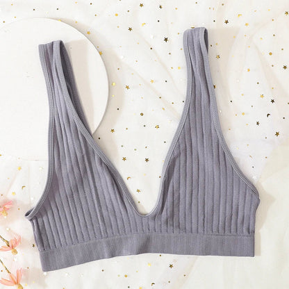 Deep V-neck Seamless Bra Push Up Bras For Women Bralette Lingerie Female Low Back Sleep Underwear Unlined Crop Top The Clothing Company Sydney