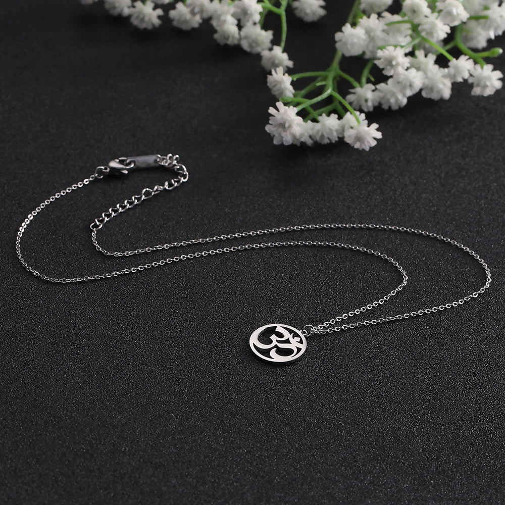 Hindu Yoga Om Aum Necklace For Men Women Amulet Stainless Steel Jewellery Shiva Accessories - The Clothing Company Sydney