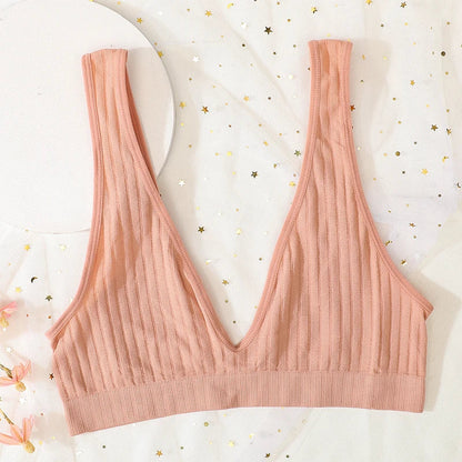 Deep V-neck Seamless Bra Push Up Bras For Women Bralette Lingerie Female Low Back Sleep Underwear Unlined Crop Top The Clothing Company Sydney