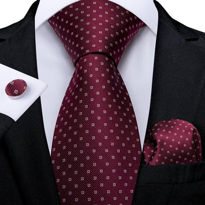 Plaid Print Men's Tie Set 8cm Width Neck Tie Handkerchief Cufflinks Business Wedding Tie Gift Set The Clothing Company Sydney