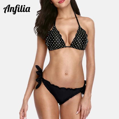 Women's Low Waist Bikini Set Vintage Polka Dot Print Swimwear Bandage Swimsuit Retro Floral Bathing Suit Beachwear The Clothing Company Sydney