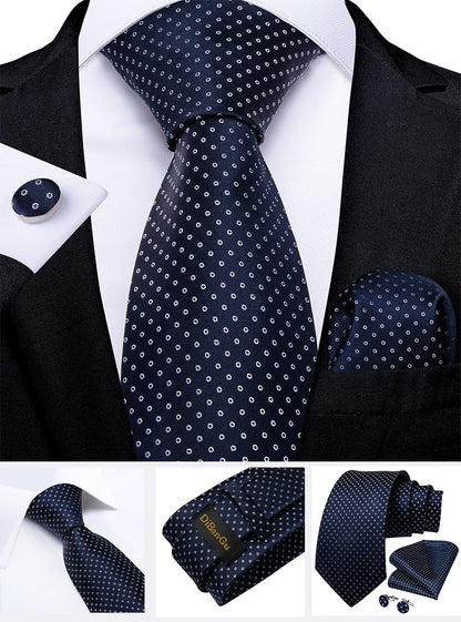 Classic Navy Blue Men's Tie Striped Paisley Floral Necktie Pocket Square Cufflinks Business Tie Set Cravat Gift For Men The Clothing Company Sydney