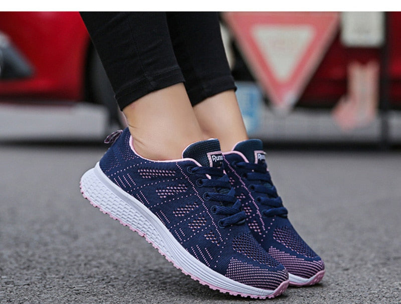 Women Casual Shoes Fashion Breathable Walking Mesh Flat Shoes Sneakers Women 2021 Gym Vulcanized Shoes White Female Footwear The Clothing Company Sydney