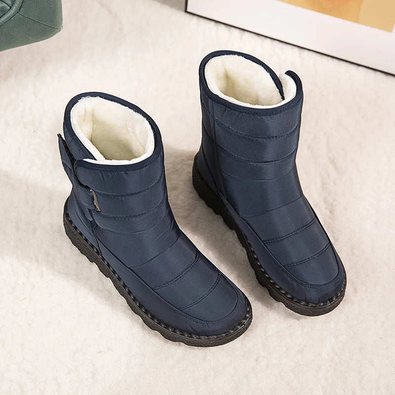 Non Slip Waterproof Snow Boots Women's Thick Plush Winter Ankle Boots Cotton Padded Shoes - The Clothing Company Sydney