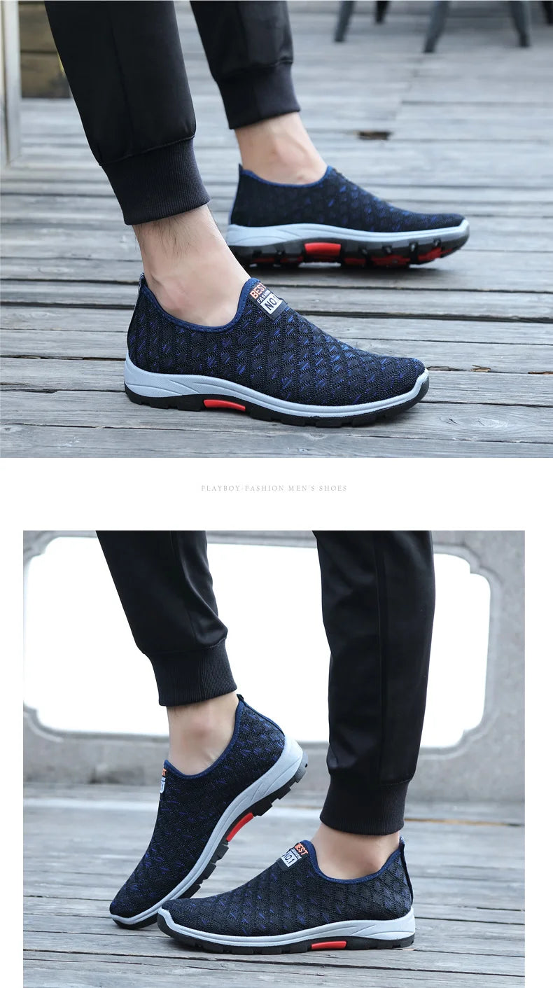 Summer Mesh Casual Shoes Breathable Slip on Mens Loafers Lightweight Sneakers Non-slip Walking Shoes The Clothing Company Sydney