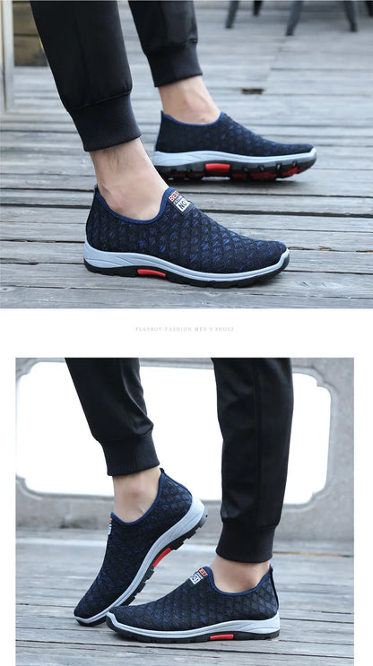 Summer Mesh Casual Shoes Breathable Slip on Mens Loafers Lightweight Sneakers Non-slip Walking Shoes The Clothing Company Sydney