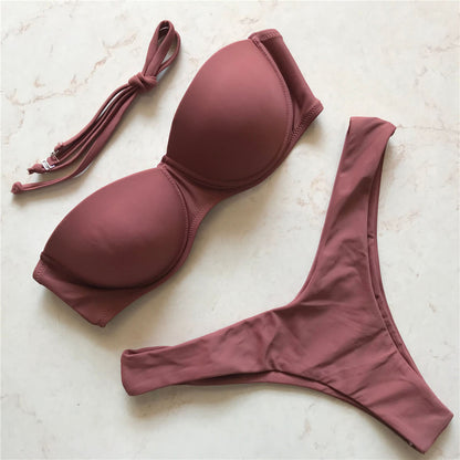 9 colours Bikini Push Up Swimsuit Swimwear Women Two-piece Bikini set With Bra Cup Bather Bandeau Bathing Suit The Clothing Company Sydney