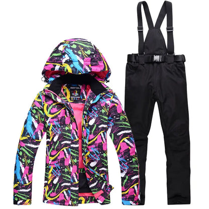 Women's Snow Suit Winter Outdoor Snowboarding Clothing Waterproof Skiing Costume Sets Jackets + Belt Pants - The Clothing Company Sydney