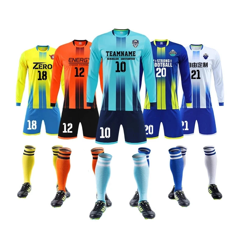Long sleeve Customised Football Kits Kids Adult Soccer Jerseys Set Training Uniforms Sport Sets The Clothing Company Sydney