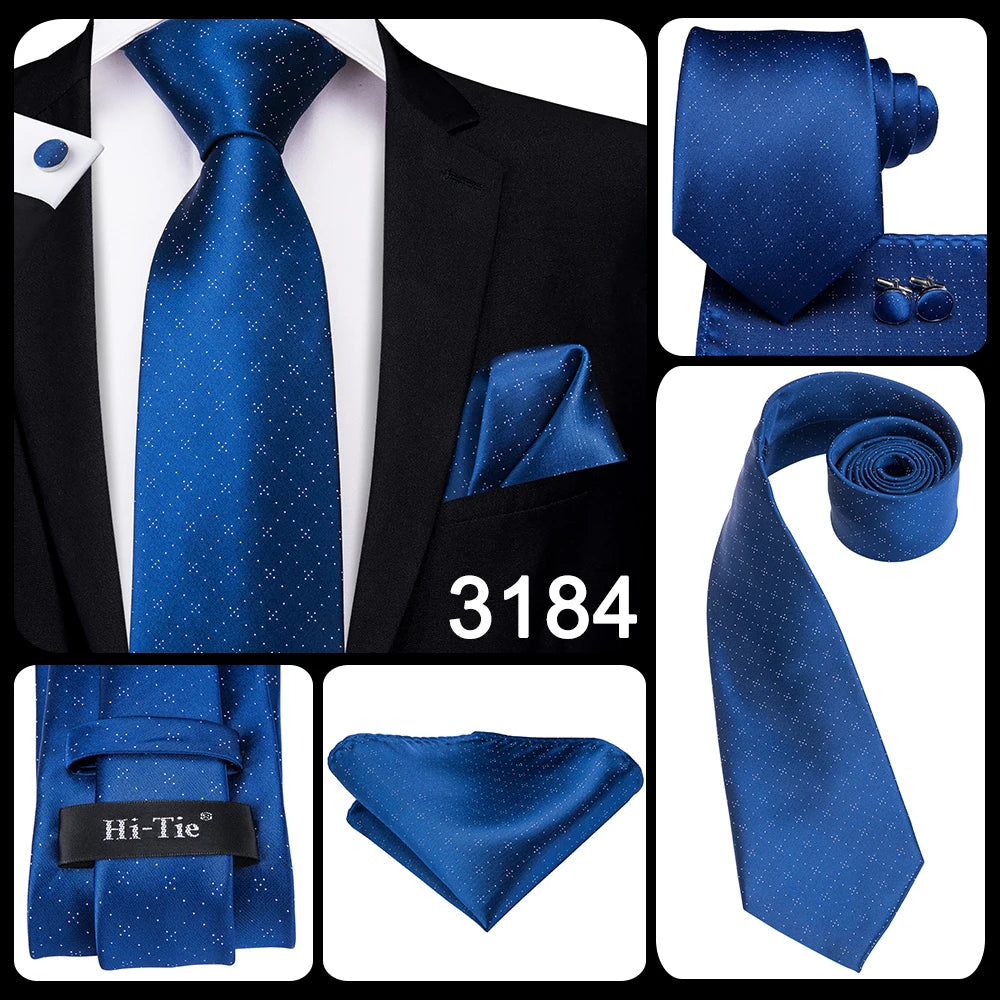 Blue Paisley Silk Tie Set – Necktie, Cufflinks & Hanky for Men The Clothing Company Sydney