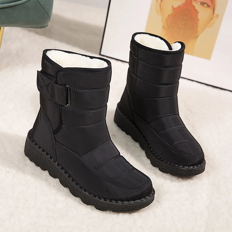 Non Slip Waterproof Snow Boots Women's Thick Plush Winter Ankle Boots Cotton Padded Shoes - The Clothing Company Sydney