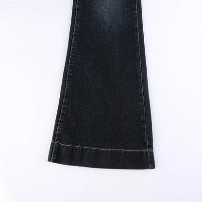 Vintage Skinny Y2K Low Waist Female Streetwear l Aesthetic Chic Pants Solid Slim Flared Denim Jeans - The Clothing Company Sydney