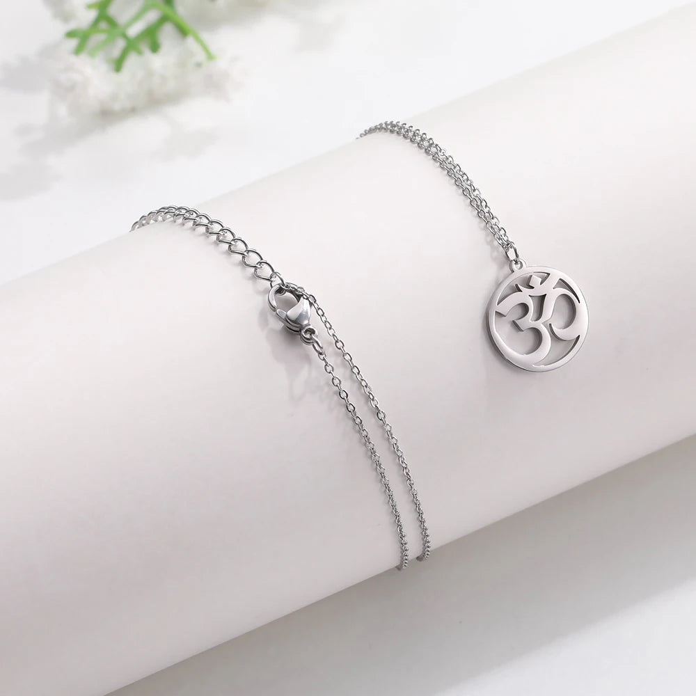 Hindu Yoga Om Aum Necklace For Men Women Amulet Stainless Steel Jewellery Shiva Accessories - The Clothing Company Sydney