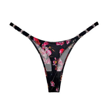 Seamless Thong Women's Underwear Briefs Panties Zebra Flower Low Rise Metal Buckle G String Bikini Undies The Clothing Company Sydney