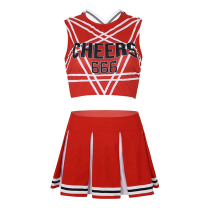 Women's Cheerleading Uniform Set Sleeveless Crop Top with Mini Pleated Skirt Cosplay Sports Stage Outfits The Clothing Company Sydney