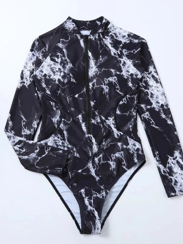 One Piece Swimsuit For Sports Surfing Long Sleeve Swimwear Women's Bodysuit Swimming Bathing Suit Beachwear Pool Bather - The Clothing Company Sydney