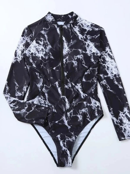 One Piece Swimsuit For Sports Surfing Long Sleeve Swimwear Women's Bodysuit Swimming Bathing Suit Beachwear Pool Bather - The Clothing Company Sydney