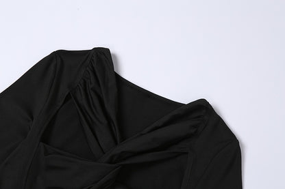 Cut Out Black Mini Dresses Club Party Outfits for Women Elegant Long Sleeve Solid Bodycon Dress The Clothing Company Sydney