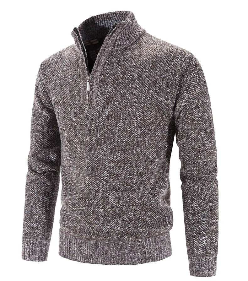 Long Sleeve Knitted Sweater Men Pullovers Solid Color Zipper Mock Neck Slim Fit Knit Pullovers Casual Sweater The Clothing Company Sydney