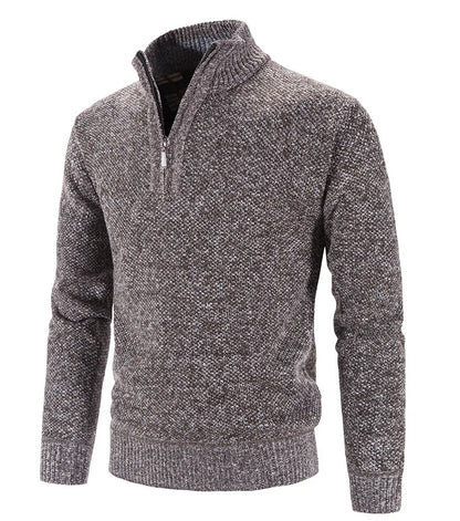 Long Sleeve Knitted Sweater Men Pullovers Solid Color Zipper Mock Neck Slim Fit Knit Pullovers Casual Sweater The Clothing Company Sydney