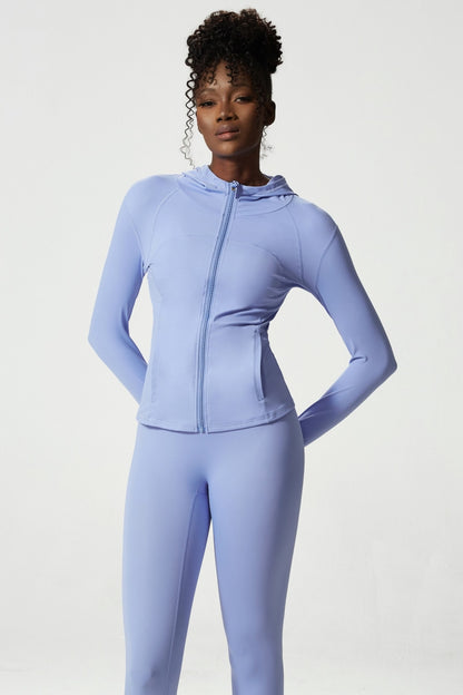 2 Piece Women's Hooded Jacket Long Sleeve With Thumb Holes Workout Yoga Shirt Outdoor Running Coat Gym Sweatshirt The Clothing Company Sydney