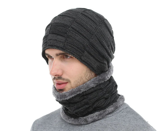 Winter Beanie Scarf skullies beanies Soft Skull Warm Baggy Cap Mask Hats For Men Women Knitted Hat - The Clothing Company Sydney