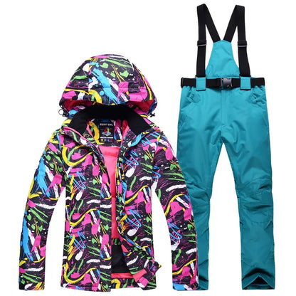 Women's Snow Suit Winter Outdoor Snowboarding Clothing Waterproof Skiing Costume Sets Jackets + Belt Pants - The Clothing Company Sydney