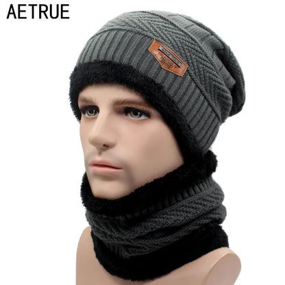 Winter Beanie Knitted Hat Scarf Skullies Beanies Men Winter Hats For Men Women Caps Mask Hats