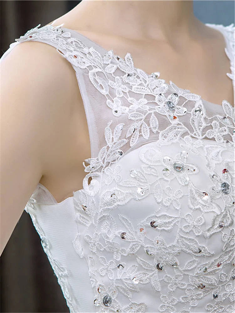 V-neck Wedding Dresses Off White Sequined Wedding Gown - The Clothing Company Sydney