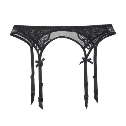 4 Piece Lace Push Up Underwear Set Half Cup Bra+Panties+Garter+Stockings - The Clothing Company Sydney