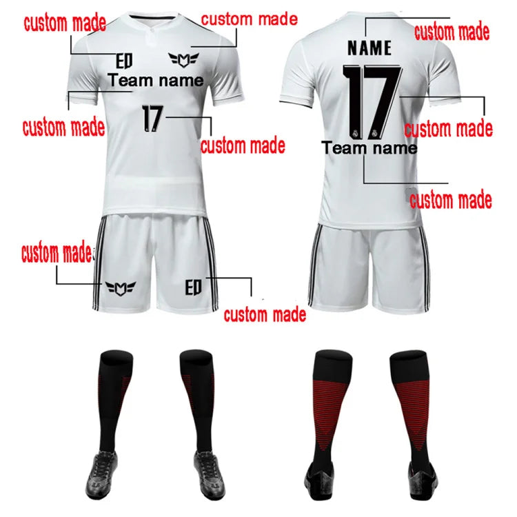 Mens Womens Kids Long Sleeve Soccer Jersey Set Custom Football Jerseys Uniform Team Kit blank Football Set The Clothing Company Sydney