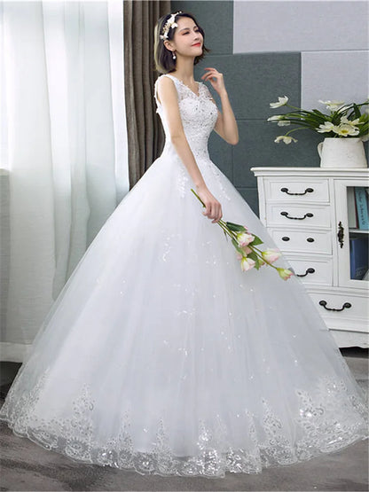 V-neck Wedding Dresses Off White Sequined Wedding Gown - The Clothing Company Sydney