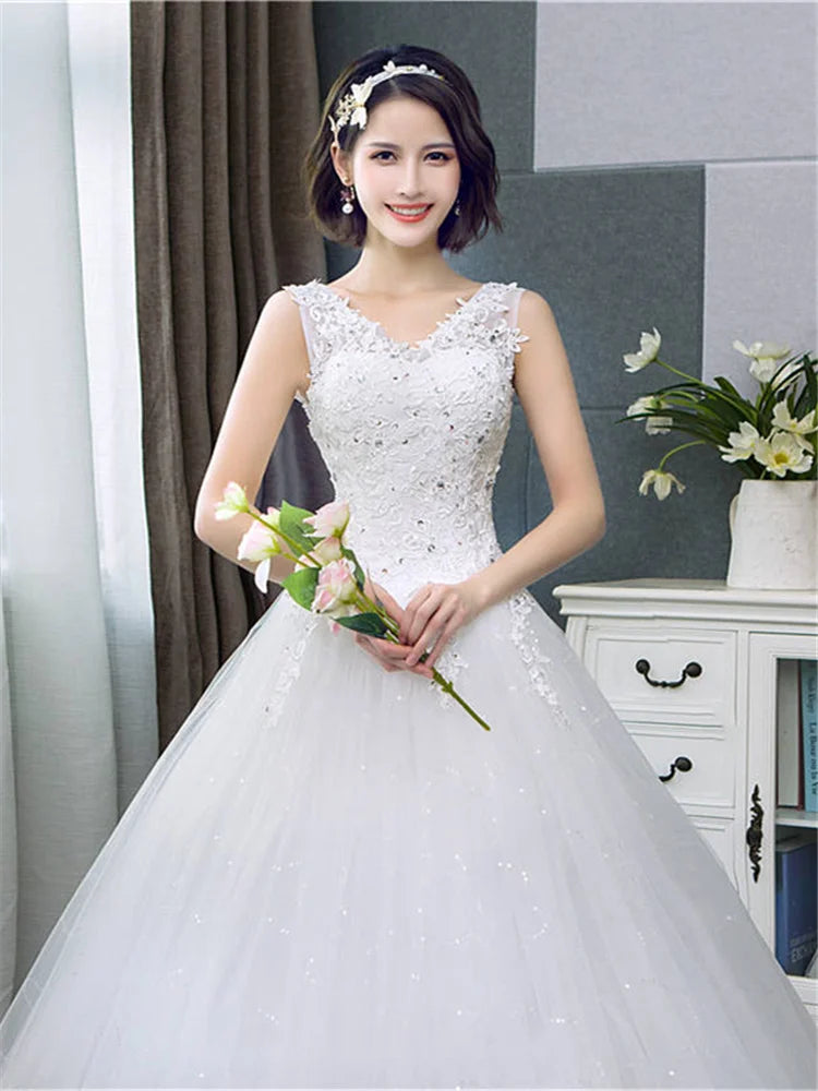 V-neck Wedding Dresses Off White Sequined Wedding Gown - The Clothing Company Sydney