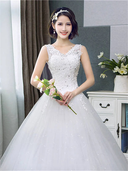 V-neck Wedding Dresses Off White Sequined Wedding Gown - The Clothing Company Sydney