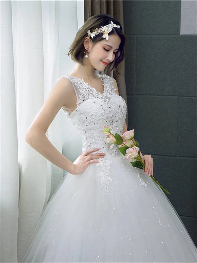 V-neck Wedding Dresses Off White Sequined Wedding Gown - The Clothing Company Sydney