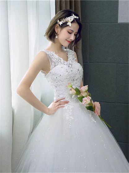 V-neck Wedding Dresses Off White Sequined Wedding Gown - The Clothing Company Sydney