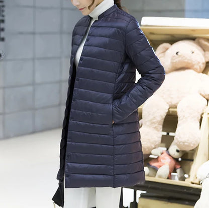 Women's Spring Padded Warm Coat Ultra Light Duck Down Jacket Long Overcoat Slim Solid Jackets Winter Coat Portable Parkas - The Clothing Company Sydney