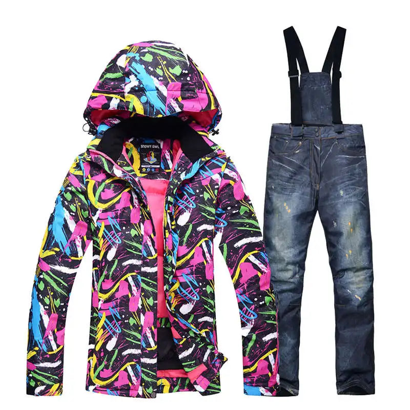 Women's Snow Suit Winter Outdoor Snowboarding Clothing Waterproof Skiing Costume Sets Jackets + Belt Pants - The Clothing Company Sydney