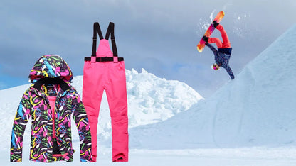 Women's Snow Suit Winter Outdoor Snowboarding Clothing Waterproof Skiing Costume Sets Jackets + Belt Pants - The Clothing Company Sydney