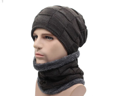 Winter Beanie Scarf skullies beanies Soft Skull Warm Baggy Cap Mask Hats For Men Women Knitted Hat - The Clothing Company Sydney