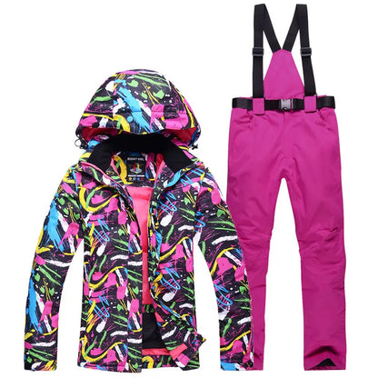 Women's Snow Suit Winter Outdoor Snowboarding Clothing Waterproof Skiing Costume Sets Jackets + Belt Pants - The Clothing Company Sydney