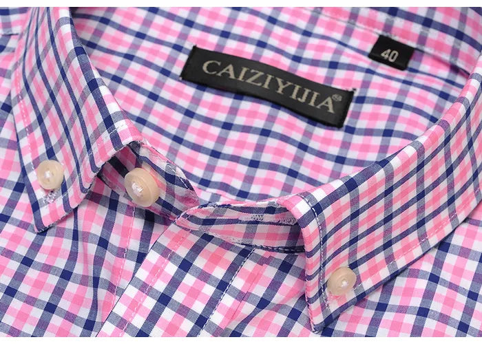 English Style Plaid Checked Cotton Men Shirts Without Pocket Long Sleeve Versatile Casual Standard-fit Button-down Gingham Shirt The Clothing Company Sydney