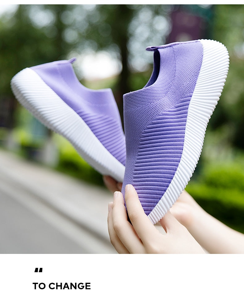 Women's Vulcanized Shoes High Quality Women Sneakers Slip On Flats Shoes Women Loafers Walking Flats The Clothing Company Sydney
