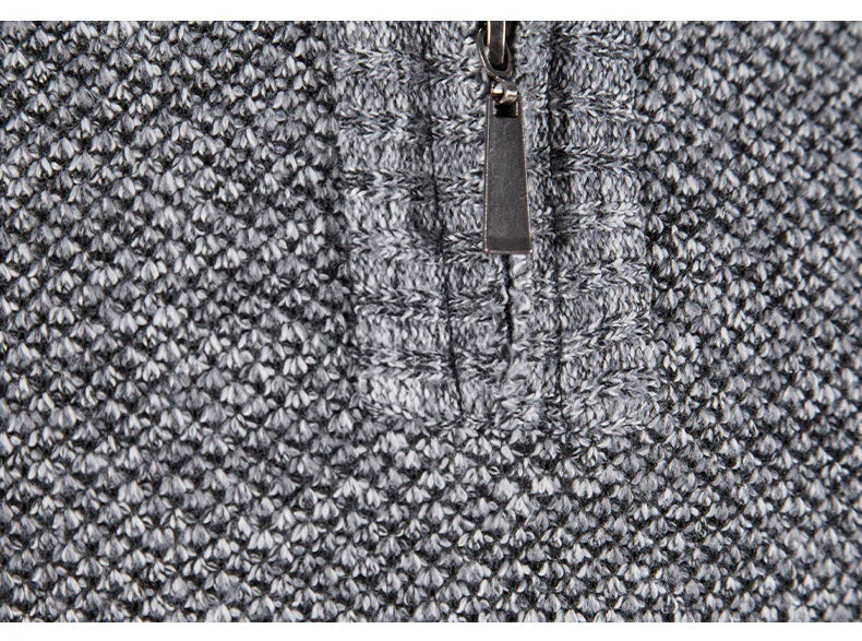 Long Sleeve Knitted Sweater Men Pullovers Solid Color Zipper Mock Neck Slim Fit Knit Pullovers Casual Sweater The Clothing Company Sydney