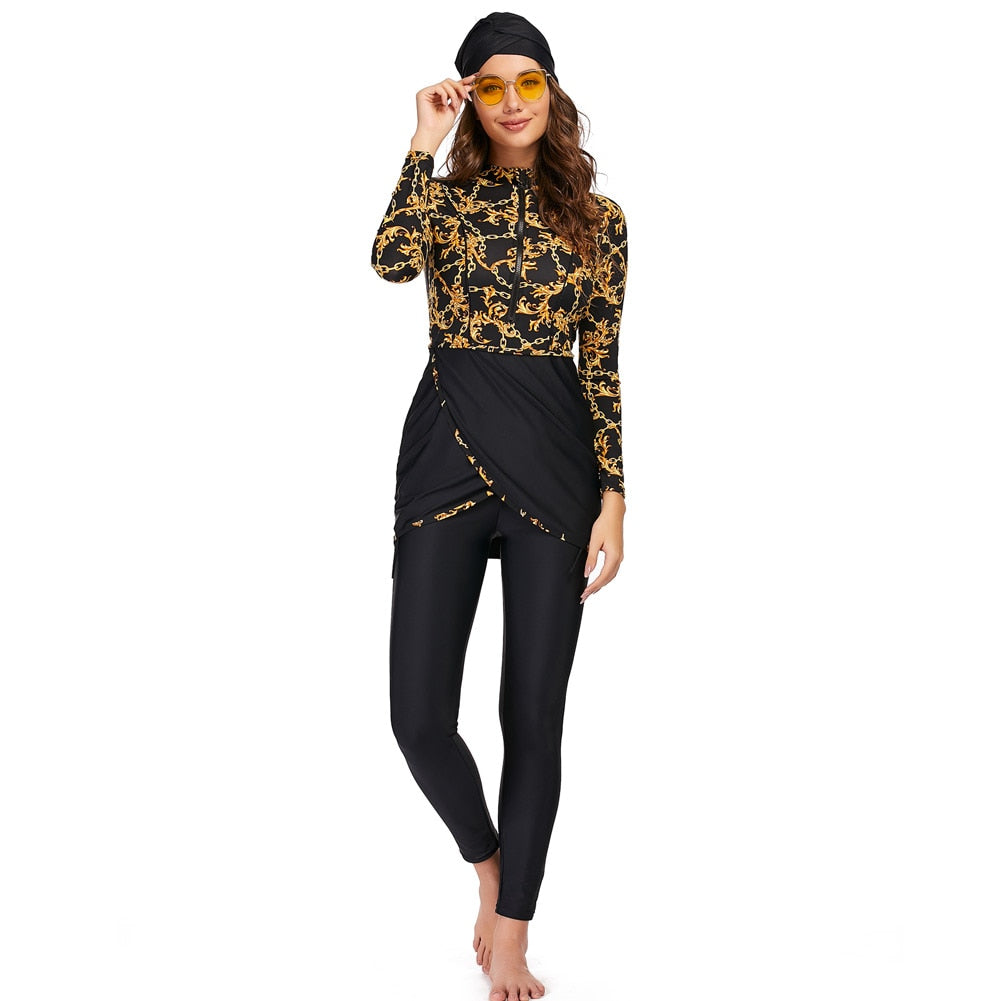 Conservative Swimwear Women Modest Patchwork Long Sleeves Sport Swimsuit 3 Piece Bathing Suit The Clothing Company Sydney
