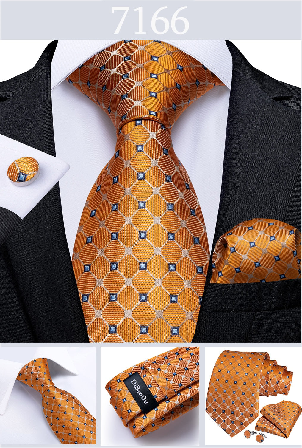 Men's Tie Luxury Yellow Blue Striped Paisley Plaid Silk Wedding Tie For Men's Designer Hanky Cufflinks Gift Tie Set The Clothing Company Sydney