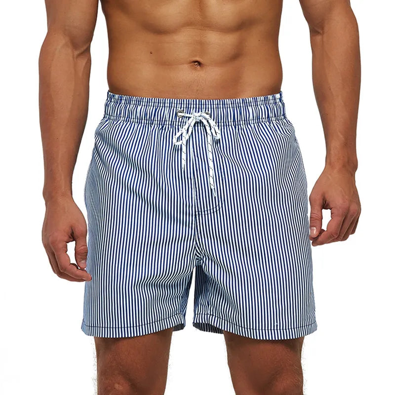 Summer Mens Swim Shorts Beach Quick Dry Printing Swimsuit Plus Size Mesh Liner Surfing Gym Board Shorts